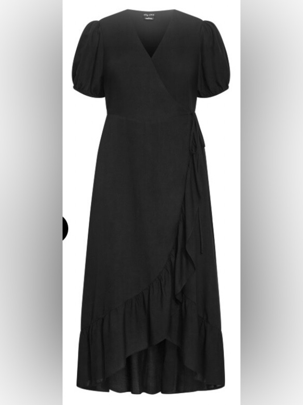 City Chic Black High-Low Wrap Ruffle Dress - Picture 3 of 4